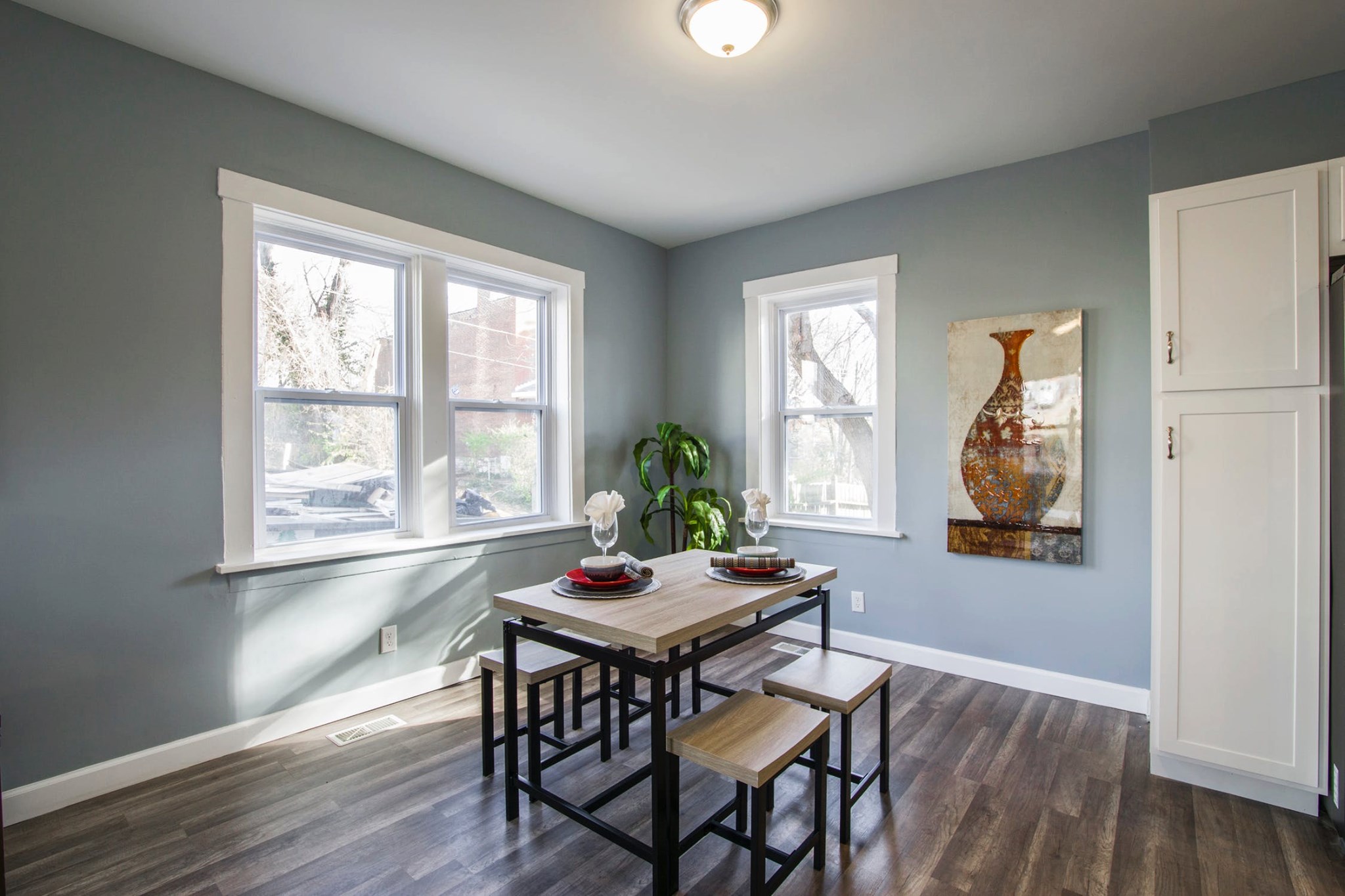 Dining room with new replacement windows