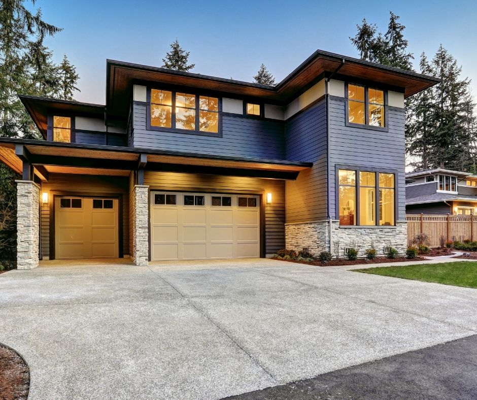 Modern home exterior with new windows